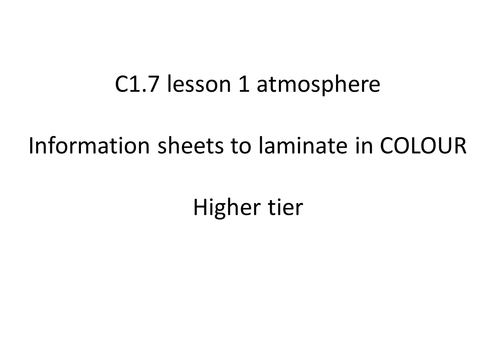 Evolution of the atmosphere GCSE - AQA 2016 specification - Outstanding lesson