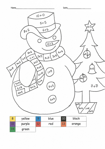 Christmas maths colouring sheets