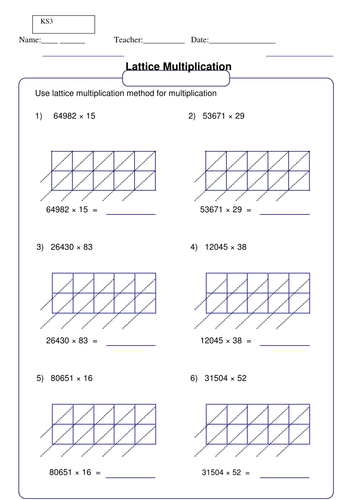 seven multiplication worksheets for ks3 by simranvirus123 uk teaching