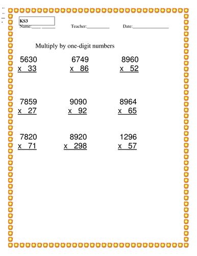 Seven Multiplication worksheets for ks3 by simranvirus123 - UK Teaching ...