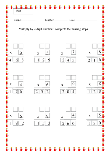 Seven Multiplication worksheets for ks3 | Teaching Resources