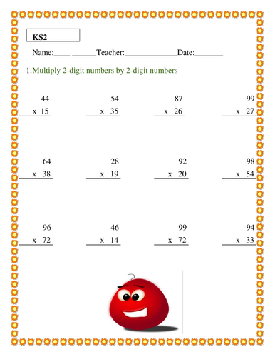 4 multiplication worksheets for ks2 by simranvirus123 uk teaching