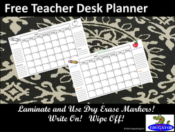 Free Teacher Desk Planner Back To School Calendar Teaching