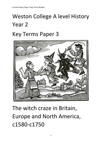 Key terms booklet for Paper 3  Witch Trials 1580-1750