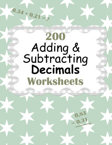 Adding and Subtracting Decimals Worksheets