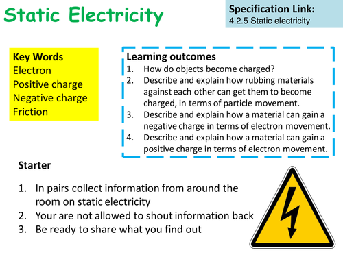 New AQA Physics Static Electricity Lesson by chalky1234567 - UK