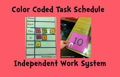Color Coded Task Schedule For Children With Autism Teaching Resources