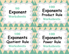 Exponents Worksheets Bundle - Product, Power & Quotient Rule | Teaching