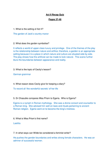 The Importance of Being Earnest and the Dramatic Comedy Genre - A-Level ...