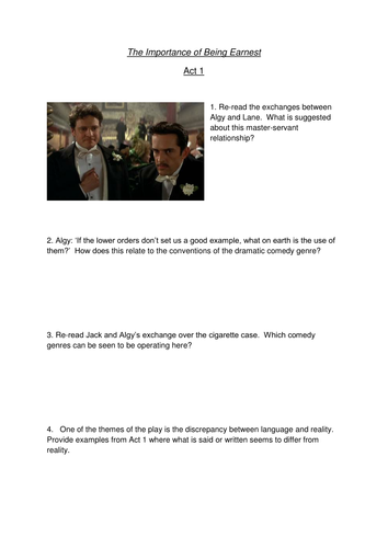 The Importance of Being Earnest and the Dramatic Comedy Genre - A-Level ...