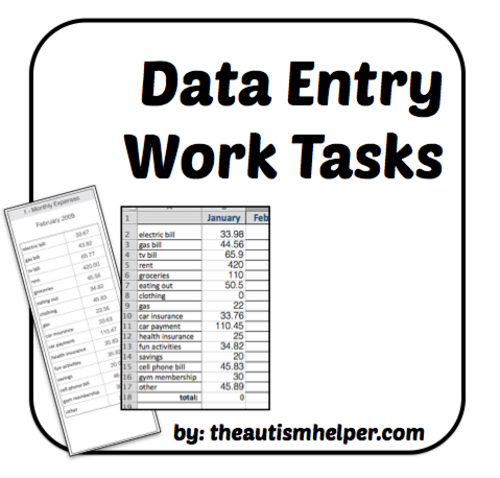 Data Entry Work Tasks | Teaching Resources