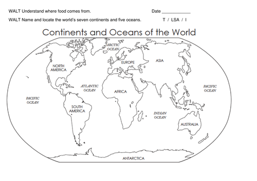 Continents and oceans worksheet - Key Stage 1 Year 2 Science | Teaching