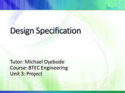 Design Specification Lesson for Key stages 3, 4 and 5 | Teaching Resources
