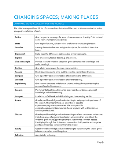 OCR A Level - Changing Spaces; Making Places - Lesson 1 - Place Introduction