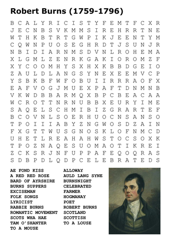 Robert Burns Word Search