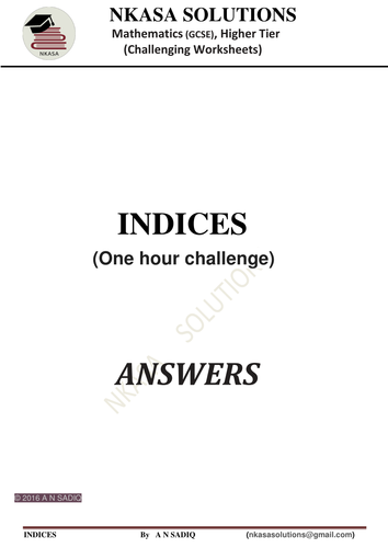 INDICES ,INDEX,POWERS,one hour challenge for hardworking and  bright GCSE  / A Level students
