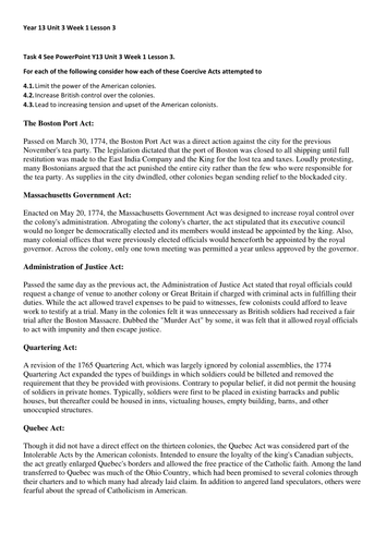 Year 13 6th form: History Edexcel New Specification - British Empire Unit 3, Week 2, Lesson 3