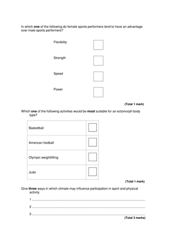 AQA GCSE PE Participant as an individual