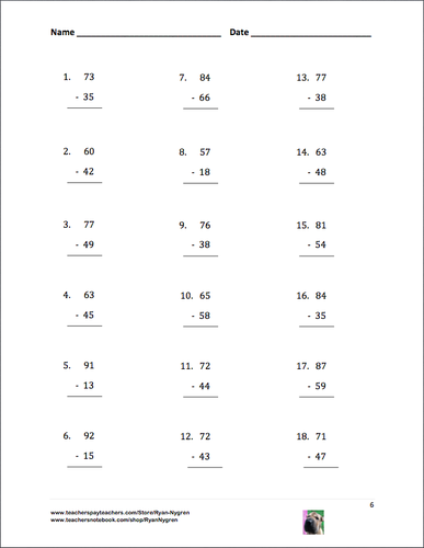 Two Digit Subtraction Worksheets - Vertical (15 pages) | Teaching Resources