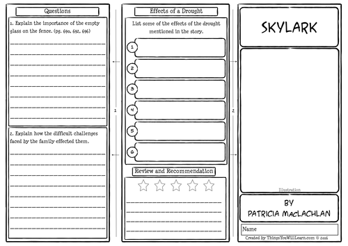 Skylark Comprehension Foldable