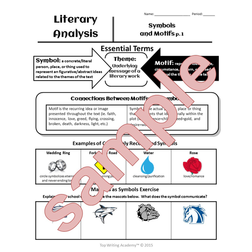 Literary Elements Analysis Symbols Motifs | Teaching Resources