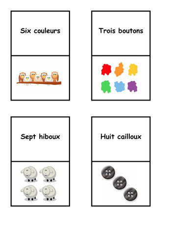 French Counting dominoes and pairs games  (Linked to Tout Le Monde Level 1 module 1)