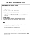 GCSE English - Planning & structuring writing - Paragraphs & supporting