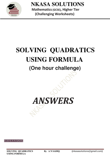 SOLVING  QUADRATICS USING FORMULA for hardworking and bright GCSE and A Level students