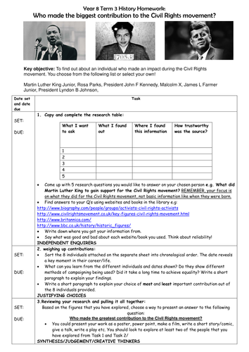 ks3 history homework