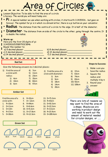 area-of-circles-super-sheet-teaching-resources