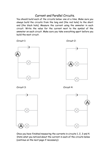 Current and parallel circuits (KS3 electricity) | Teaching Resources