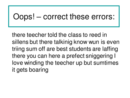 SPaG starters: Proof-reading- correct errors & punctuation