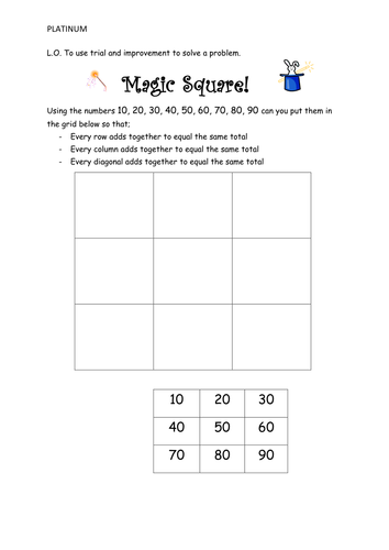 Magic Maths Squares - problem solving, mastery, greater depth
