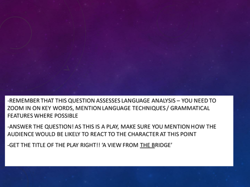 Lesson 10 Exam Preparation - A View from the Bridge Scheme of Work