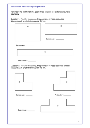 area and perimeter problem solving year 5