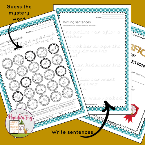 Cursive handwriting - Detectives themed, alphabet worksheets by ...