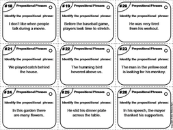 Prepositional Phrases Task Cards | Teaching Resources