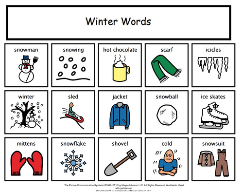 Winter Vocabulary Unit for Special Education by Theautismhelper