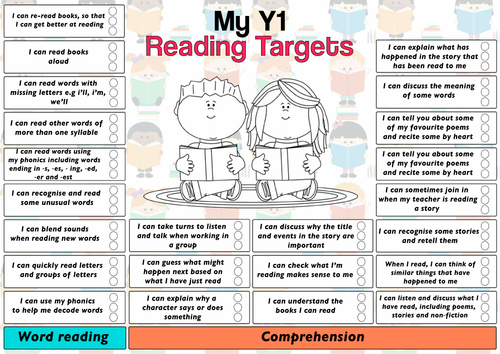 New Curriculum 2014 Pupil Reading Target Sheet Year 1 By Mrteachuk Teaching Resources Tes