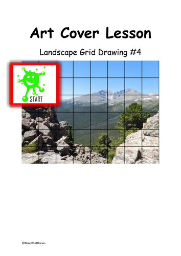 Art Cover Lesson Grid Drawing. Landscapes 4