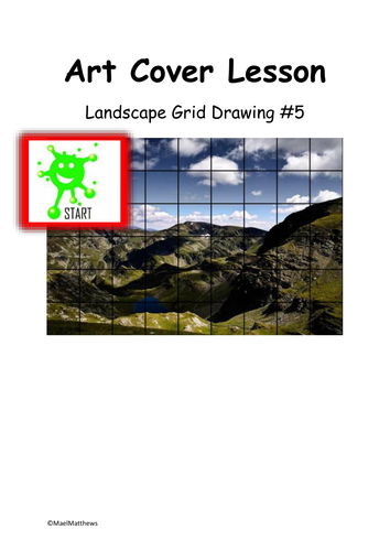Art Cover Lesson Grid Drawing. Landscapes 5