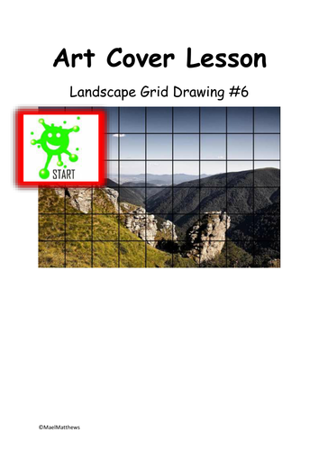 Art Cover Lesson Grid Drawing. Landscapes 6
