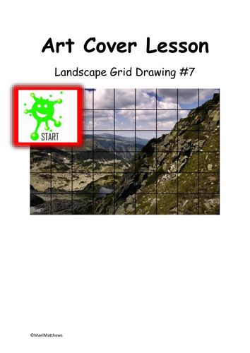 Art Cover Lesson Grid Drawing. Landscapes 7