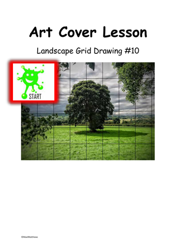 Art Cover Lesson Grid Drawing. Landscapes 10
