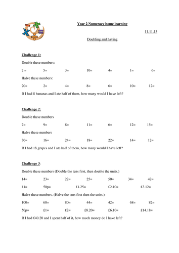 homework year 2 maths