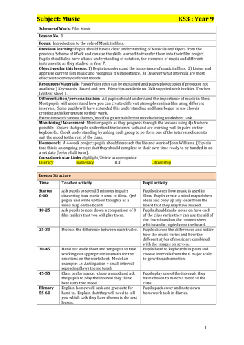 KS3 Film Music Scheme of Work