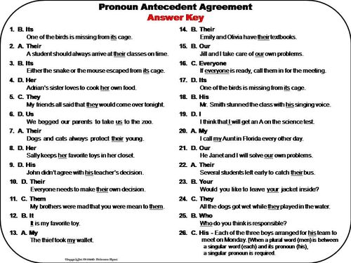 Worksheets Pronoun Antecedent Agreement Worksheet With Answers pronoun antecedent agreement worksheet with answers modulepaa1 jpg task cards by sciencespot teaching version3jpg pronounantecedentagreementtaskcardspdf