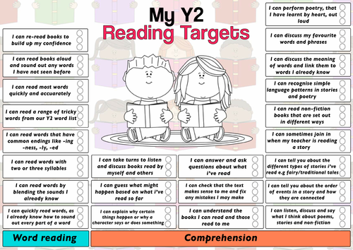 Child Friendly Pupil Reading Target Sheet Year 2