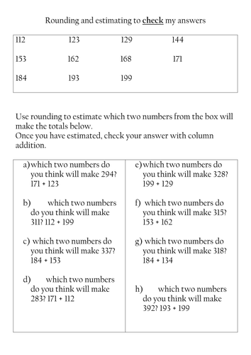 rounding and estimating worksheet