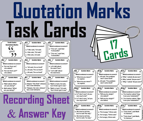 Quotation Marks Task Cards